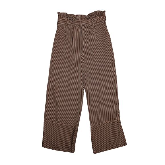 POINT SUR $128 Wide Leg Cropped High Waist Belted Paperbag Pant Striped‎ Size 12 - Picture 2 of 3